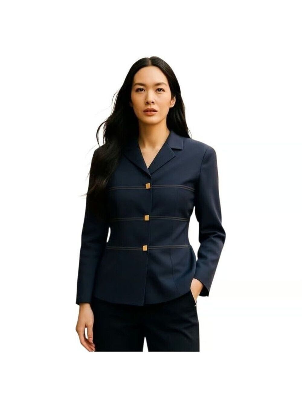 Vintage Laura Madrigano Black Gold Button Blazer Plus Size 14